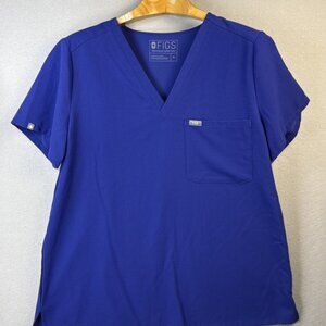 Figs Technical Collection Pullover Scrub Top Women’s Size XL Blue Vet Tech Nurse